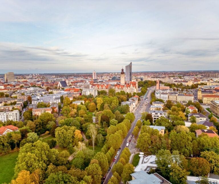 How far is Leipzig Airport from the city center?
