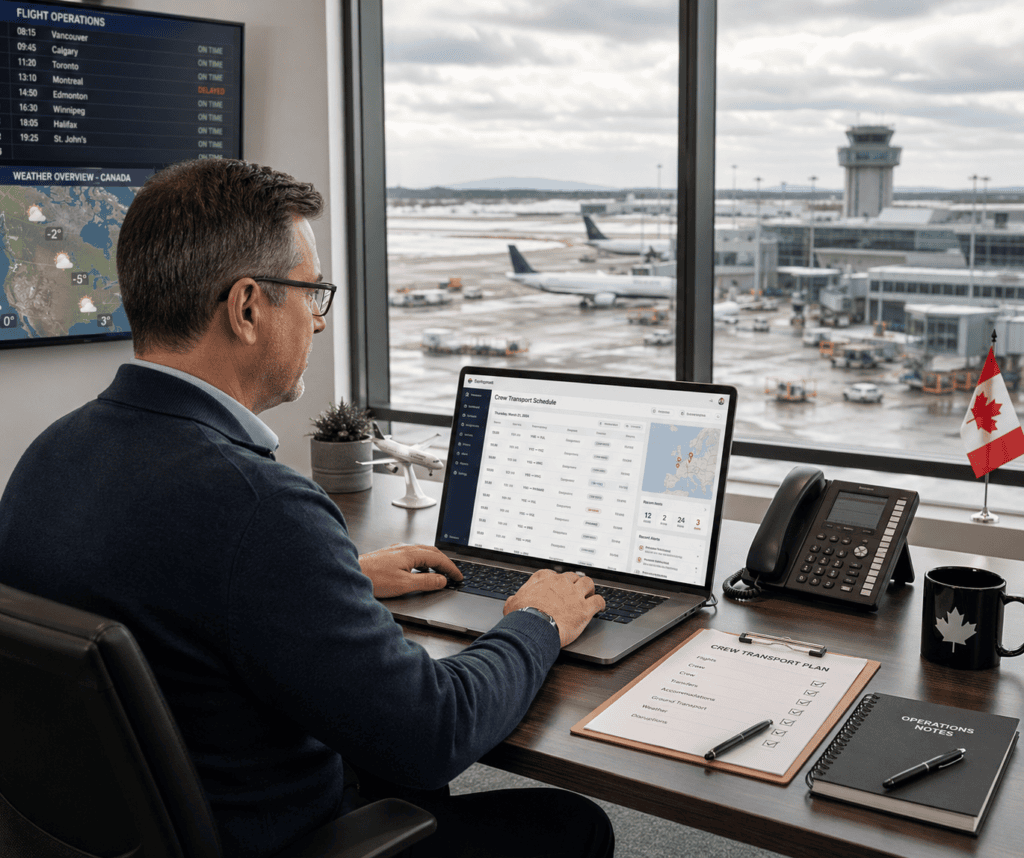 How Airlines Coordinate Crew Transport Across Canadian Airport Networks
